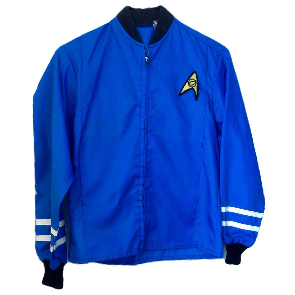 Vintage 70s Star Trek AMT Mail Order Blue Windbreaker Jacket Engineering Patch